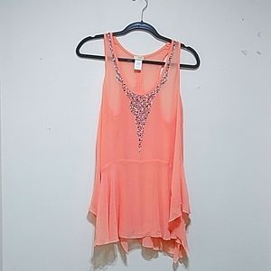 Daytrip Chiffon Trapeze Rhinestone Tank Top